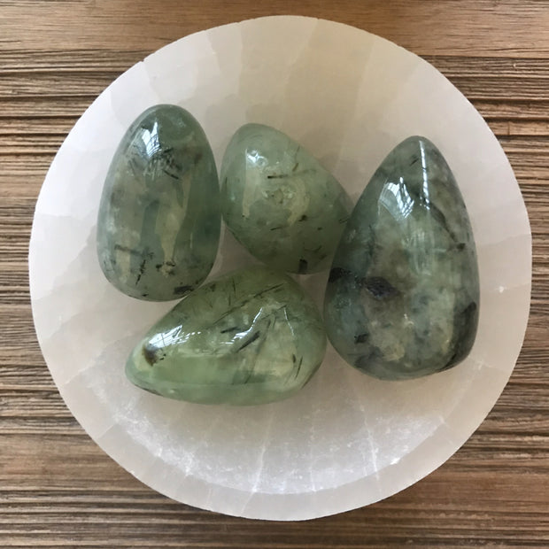 Prehnite w/ Epidote Tumbles